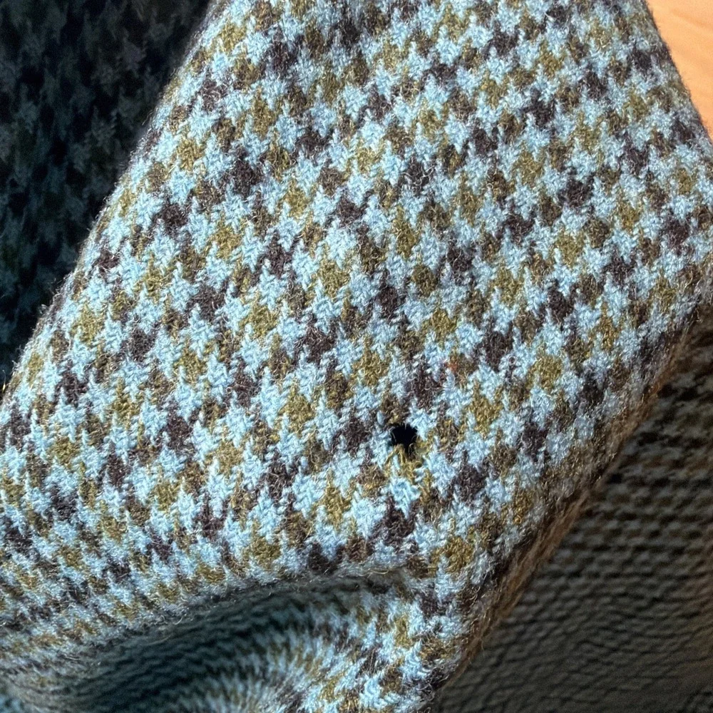 Pendleton Houndstooth Blazer 100% Virgin Wool Teal ‎ Women's Small See Measures